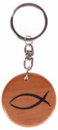 Keyring wooden fish round