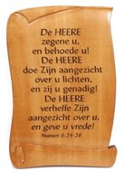 Wall plaque 20x13cm Num. 6:24-26 de Heere zegene