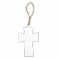 Hanging Cross Enamel wall cross white 10,1 cm