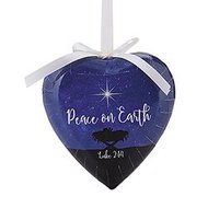 Decoupage ornament hart (2) peace on earth