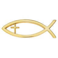 Car emblem gold fish/cross 13cm