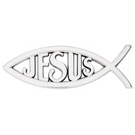 Car emblem silver ichtus/Jesus 13cm