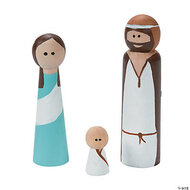 DIY unfinished wood nativity set of (3) pegg dolls