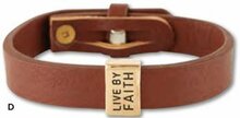 Leather bracelet live by faith