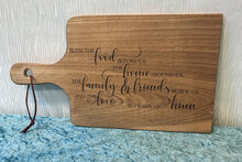 Wooden cheese/cuttingboard Bless the food