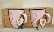 Mug set (2) Heart- Faith-Hope-Love pink