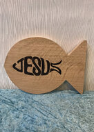 Houten onderzetter Vis/Jesus