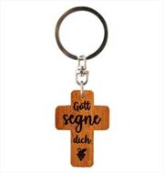 Sleutelhanger kruis hout Gott segne dich