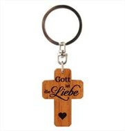 Schlüsselanhänger Kreuz Holz Gott ist die Liebe