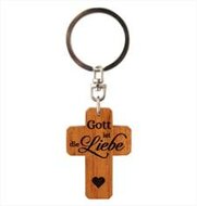 Sleutelhanger kruis hout Gott ist die Liebe