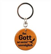 Sleutelhanger hout rond Bei Gott ist nichts unmöglich