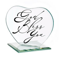 Deko Glass plaque Heart God bless you