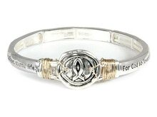 Armband stretch vis zilver For God so loved