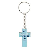 Schlüsselanhänger Kreuz Love like Jesus Blau