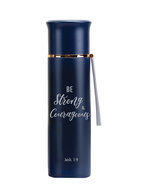 Thermosflasche Be strong & courageous Navy blau