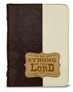Bijbelhoes navy/bruin medium Be strong