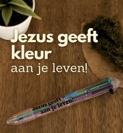 Balpen 6 kleuren Jezus geeft kleur aan je leven 