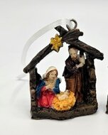 Kerst ornament Holy family in creche 