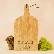 Houten snijplank God is goed bloemen