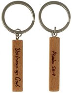 Sleutelhanger hout Vertrouw op God Ps. 56:4
