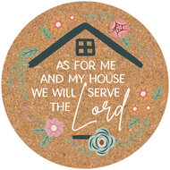 Cork coaster set (4) in Holder Serve the Lord
