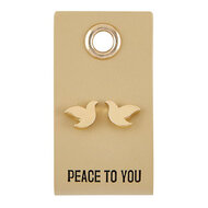 Oorbellen duif Peace to you leren tag