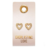 Oorbellen heart rhinestones leren tag
