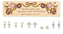 Oorbellen set in grenen geschenkdoos With God all things possible