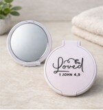 Runde Handspiegel Weiß Loved 1 Joh. 4:9