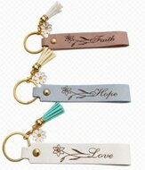 Kunstleren sleutelhanger Faith