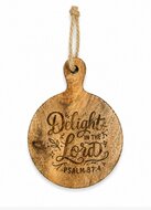 Houten snijplank ovaal Delight in the Lord