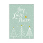 Kerst-ansichtkaart-Joy-Love-Peace