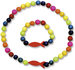 Necklace/Bracelet set wood fish rainbowkleuren_